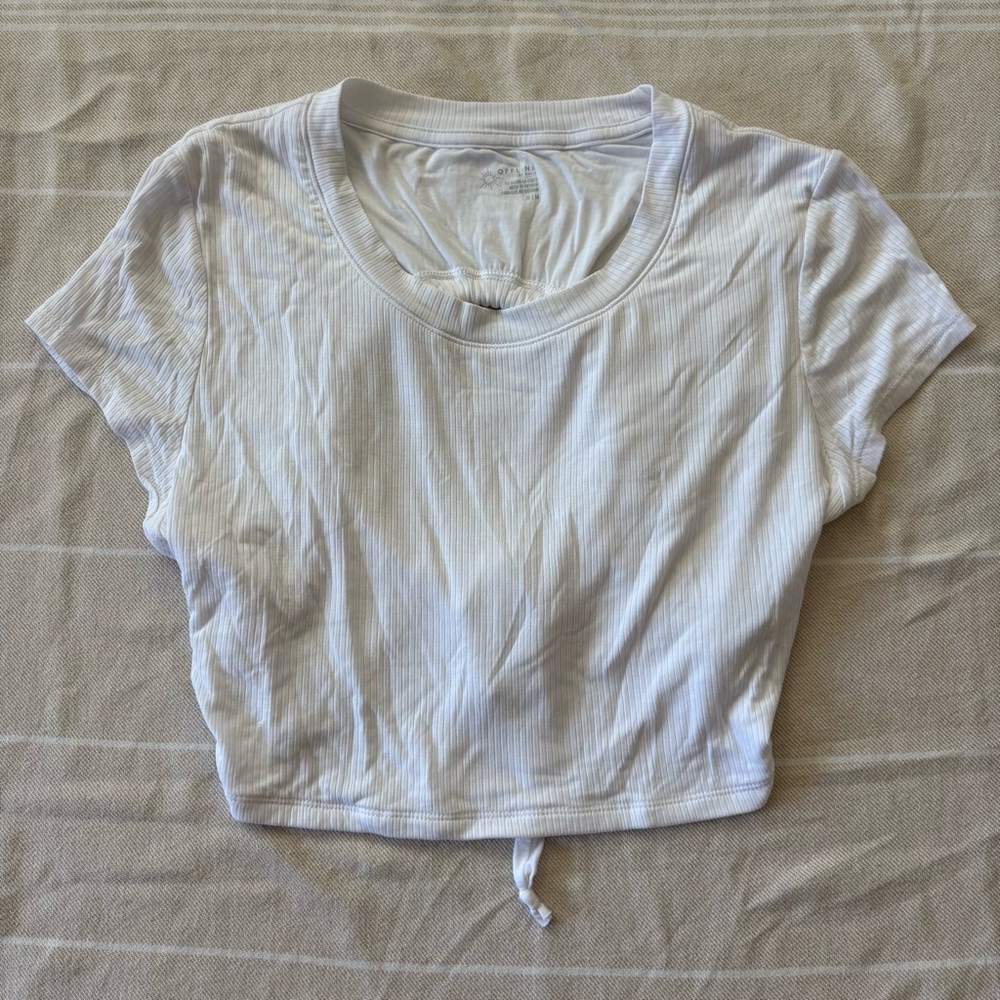 Aerie White Ribbed Crop Top